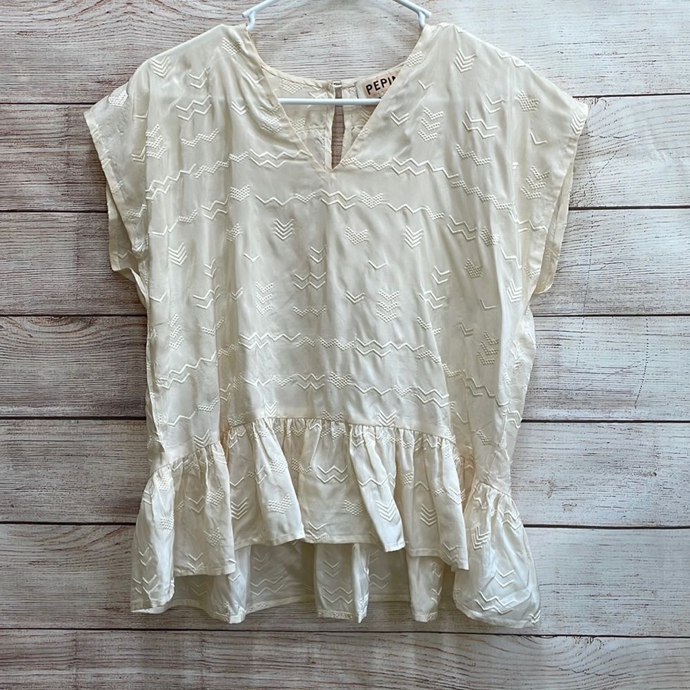ANTHROPOLOGIE PEPIN‎ 100% SILK TOP IN CREAM